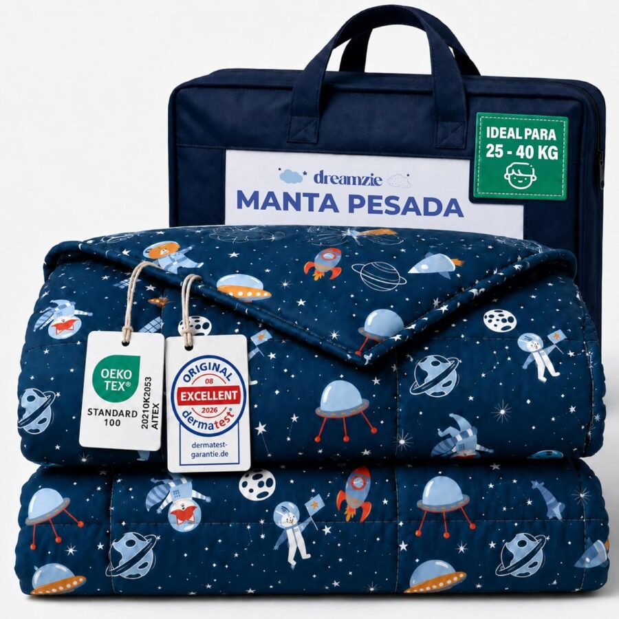 Manta de peso infantil Dreamzie con dibujo del espacio