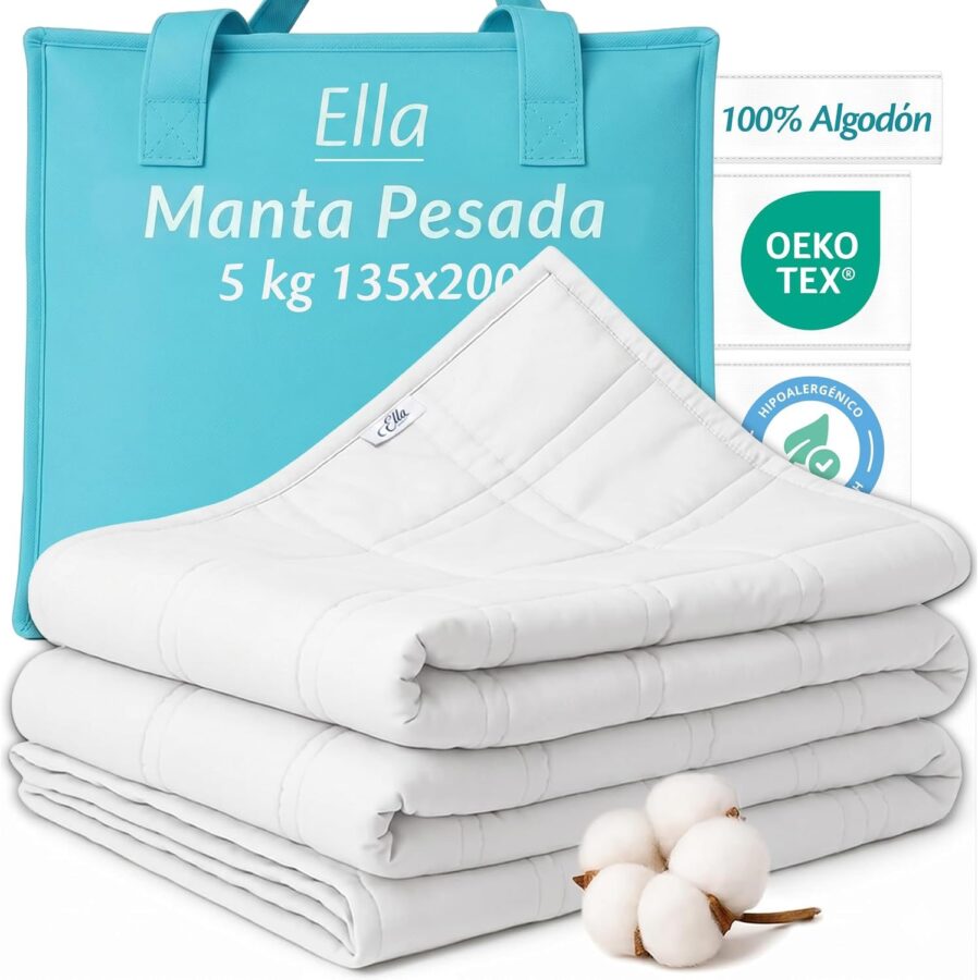 Manta lastrada Ella de algodón con su bolsa