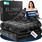 Manta con peso de sherpa ELONEO gris oscura junto a su caja